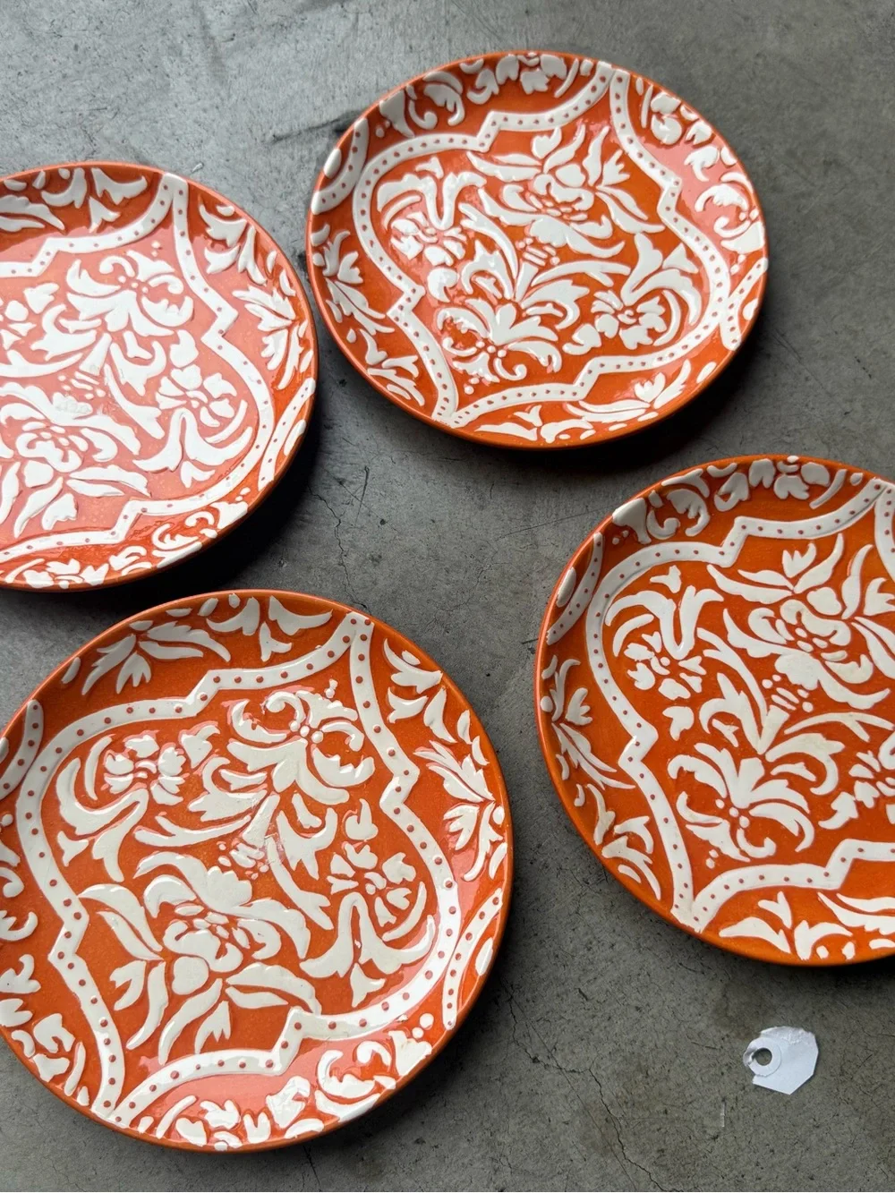 Pottery Barn Orange Baroque Glazed Ceramic Plate